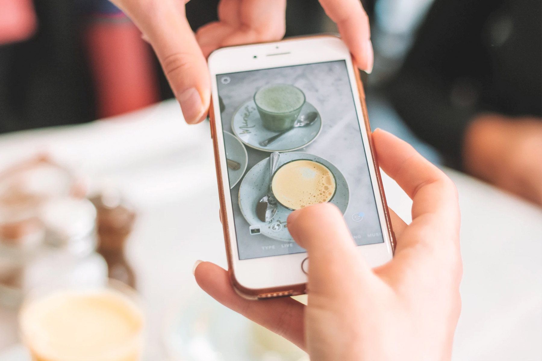 photo in iPhone of coffee on table