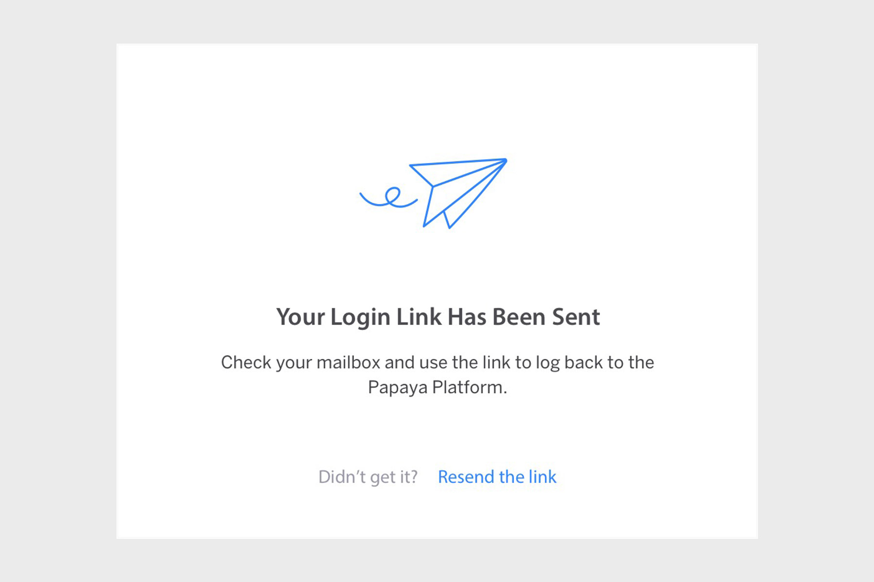 Papaya platform login link sent popup